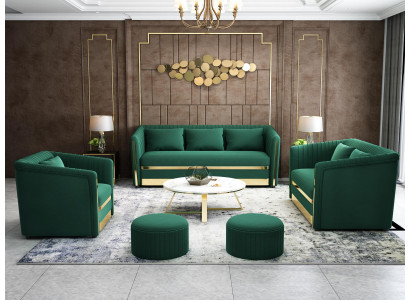 Sofa sestava 3+2+1 Sitzer Křeslo Kožená pohovka Obývací stěna Souprava Design
