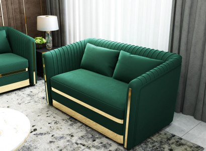 Zelená designová pohovka gauč potah XXL 2místná velká pohovka kůže a textilie