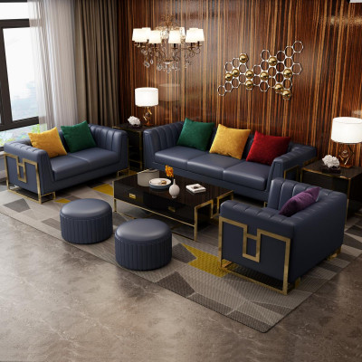 Kůžená pohovka Sedací soupravy 3+2+1 Sedy Design set Moderní pohovka