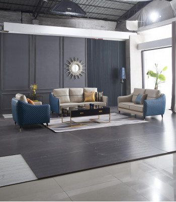 Designový klasik Chesterfield Big xxl 3-místná pohovka z kůže a textilu