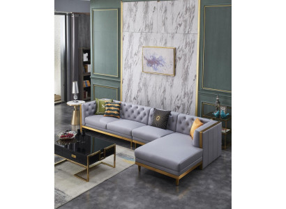 Koutová pohovka sedačka Kožená pohovka obývací souprava Luxusní nábytek L tvar