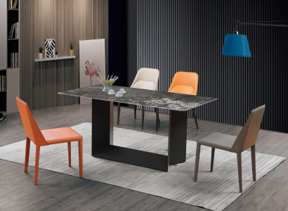 Stůl jídelního pokoje sestava jídelní stůl židle Sada 5 kusů kůže nerezová ocel židle