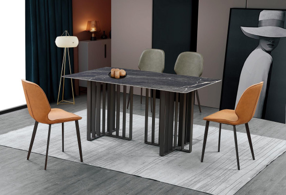 Luxus jídelní stůl nerez mramorová imitace kamenný stůl jídelna 180x90cm