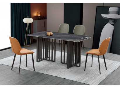Luxus jídelní stůl nerez mramorová imitace kamenný stůl jídelna 180x90cm