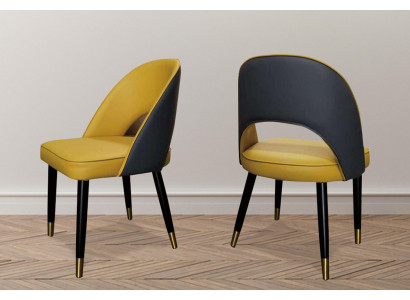 Křeslo židle 1x jídelní televizní sedadlo Moderní polstrovaný židle Žlutý