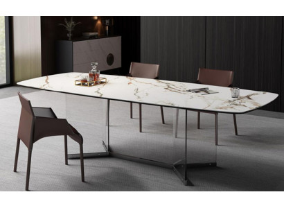 Jídelní obývací pokoj Design Luxus Moderní stoly s nerezovými nohami Imitace mramoru Nové