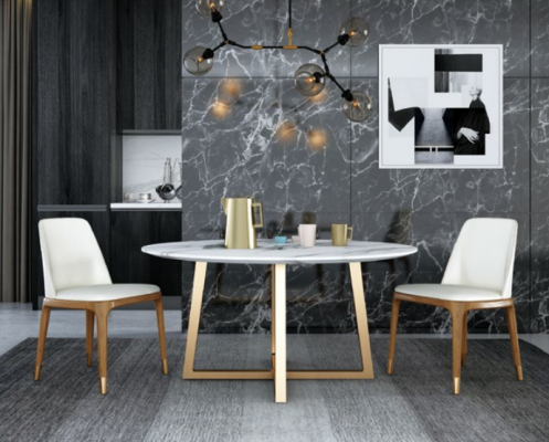 Designový kulatý stůl se železným rámem, kulaté stoly do obývacího pokoje, luxusní zlatý design