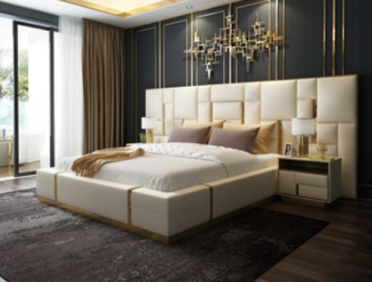 Hotelová postel Luxus Design lůžka čalounění dekor kov kůže ložnice XXL