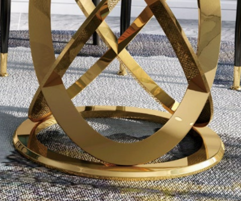 Designový kulatý jídelní pokoj, sada židlí stolu z kovu 4x židle + stůl