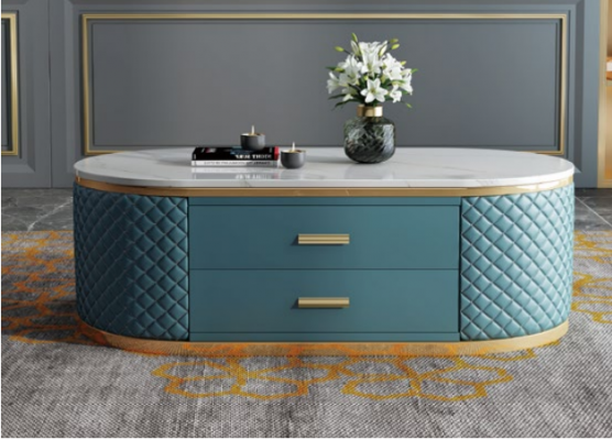 Vysoká kvalita stolů do obývacího pokoje - Oválný designérský stůl z nerezu Luxus.