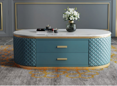 Vysoká kvalita stolů do obývacího pokoje - Oválný designérský stůl z nerezu Luxus.