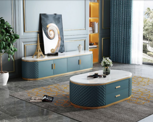 Vysoká kvalita stolů do obývacího pokoje - Oválný designérský stůl z nerezu Luxus.