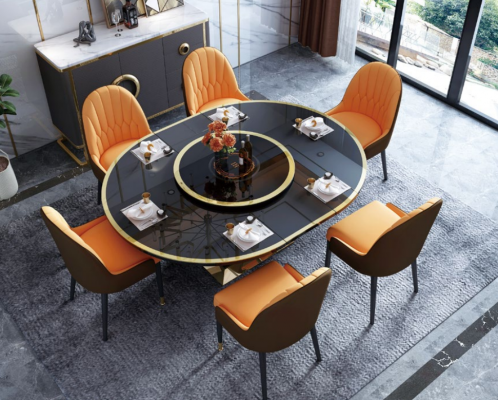 Designer Stůl Jídelní stůl Oválný Skleněný Kulatý Stoly Moderní Rozkládací