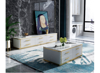 Konferenční stolek TV Lowboard RTV XL Skříň Kavárna Obývací pokoj Mramor