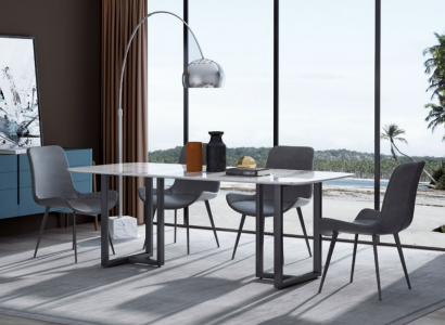 Design jídelní skupina stůl + 4 židle sedadlo polštář dekorace garnitury stoly