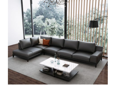 Designer Ledersofa Ecksofa Polster Eck Couch Sitz Eck L Form Deko Garnitur