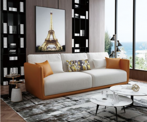 Nábytek designového obývacího pokoje vysoké třídy, pohovka s 4 sedadly, velká pohovka XXL.
