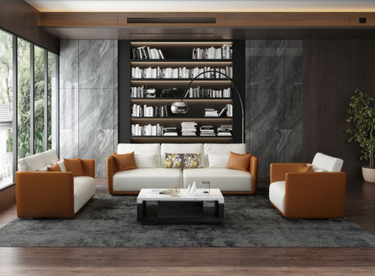 Luxus nábytek sedací souprava pohovka sofa polstrování 3 2 1 pohovky oranžová kůže