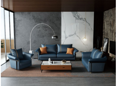 Kůže Polstrovaný Kompletní Set Pohovka Garnitura 3+2+1 Sedačka Design Obývací pokoj
