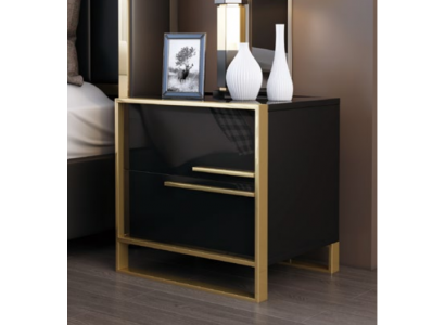 Návrh noční konzole luxusního nočního stolku do spálne s kovovou konzolou.