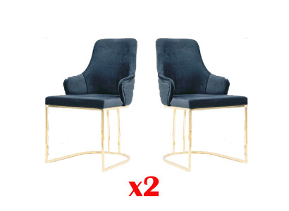 Designer nábytek 2x židle Zlaté obývací holičky židle italský styl
