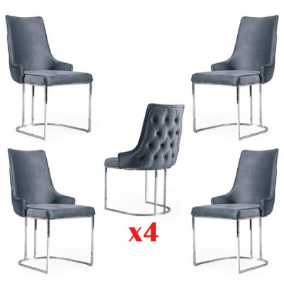 Sada 4 židlí Moderní čalouněný design Skupina židlí Dřevěná židle k jídelnímu stolu