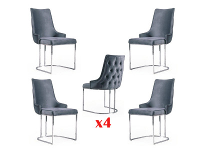 Sada 4 židlí Moderní čalouněný design Skupina židlí Dřevěná židle k jídelnímu stolu