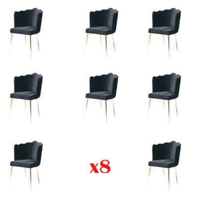 Skupinový set sestava 8 židlí textilní židle designérské čalounění jídelna