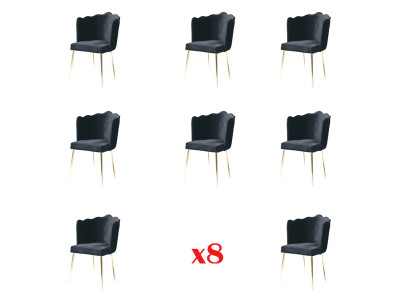 Skupinový set sestava 8 židlí textilní židle designérské čalounění jídelna