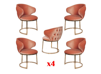 Design židle sada 4x nerezová ocel, italský styl, nový potah