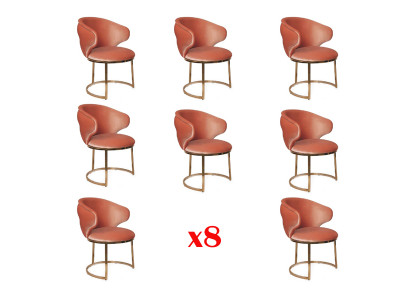 Jídelní textilní sada 8x designový židle kovový židle s područkami sada židlí
