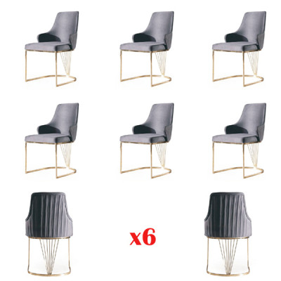Skupina 6x židlí křesla opěradlo čalounění hotel textil nový set křesel sety