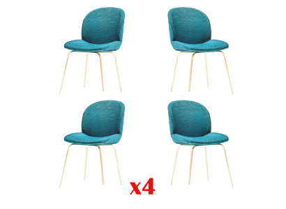 Polstrované jídelní židle 4x židle skupina souprava látkového designu