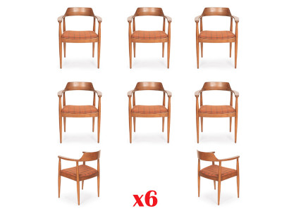 Sada 6 židlí luxusního designu s potahem z masivního dřeva pro kancelář nebo jídelnu.