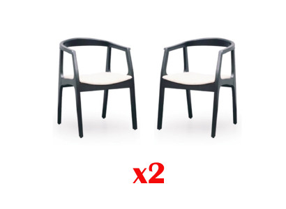 Sada 2x látkových židlí z masivního dřeva Skupina designových židlí pro jídelnu obývací pokoj.