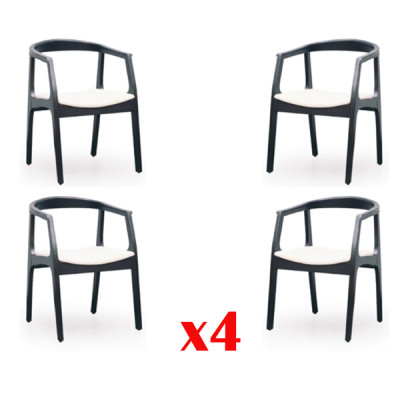 Sada 4x židle Design dřevo textilie čalouněné židle Gastro jídelna látkové