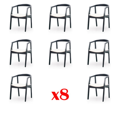 Design 8 židlí skupina jídelní sestava křeslo nové set potah židle