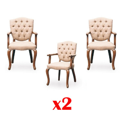 Chesterfield křeslo dřevo lounge klub 2x set souprava židle židle