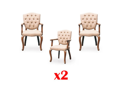Chesterfield křeslo dřevo lounge klub 2x set souprava židle židle