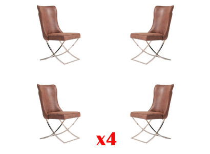 Nastavit 4x židle nerezový jídelní křeslo s látkovým potahem Stühl Jídelní místnost