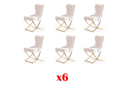 Garnitur židlí 6x čalounění Design Lounge sedadlo opěrka skupina nábytku židle