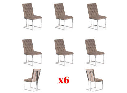 Design 6x židlí sestava Kompletní sada židlí s potahem do jídelny s polstrováním.