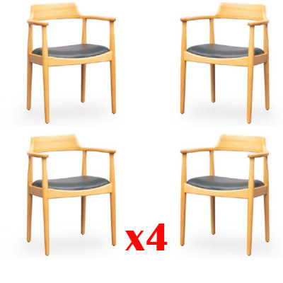 Jídelní židle Dřevo Design Křeslo Potah Sada 4x židle židle Textilní skupiny