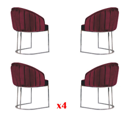 Jídelna 4 x židle Design Potahované židle Souprava Křesla Lounge.