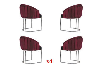 Jídelna 4 x židle Design Potahované židle Souprava Křesla Lounge.