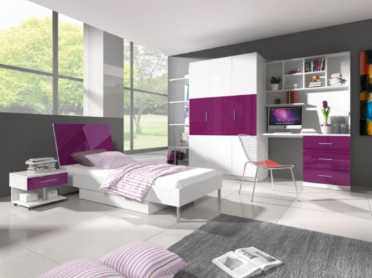 Skříň Šatní skříň Dětský dětský pokoj Unisex dětský nábytek Fialová Bílá