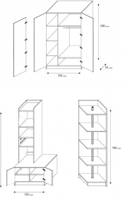 Šatník dětského pokoje šatní skříně nábytek design nový