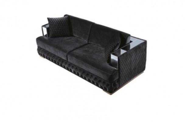 Třísedák Chesterfield Černá pohovka Textilie Kožená Sofy Sofa.