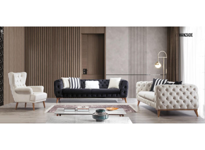 Křeslo 1 místné bílé obývací pokoj textilní design Chesterfield křeslo s ušima.