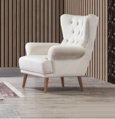 Křeslo 1 místné bílé obývací pokoj textilní design Chesterfield křeslo s ušima.